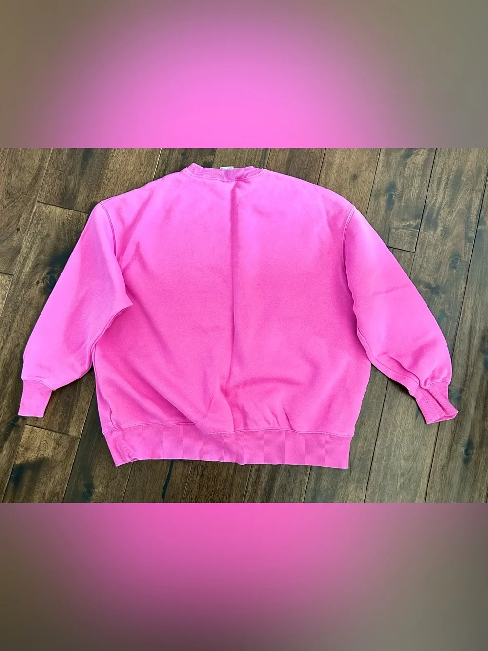 Nike Pink Oversized Fleece Crewneck Sweatshirt Black Swoosh Medium
